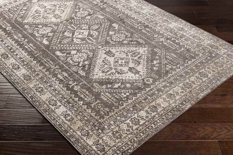 Salamonia Traditional Dark Brown Washable Area Rug