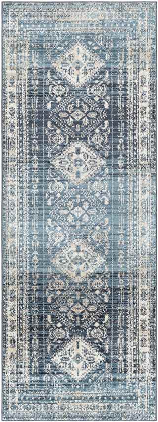 Salamonia Traditional Navy Washable Area Rug