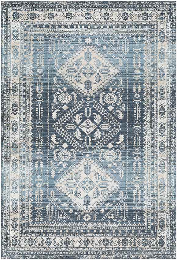 Salamonia Traditional Navy Washable Area Rug