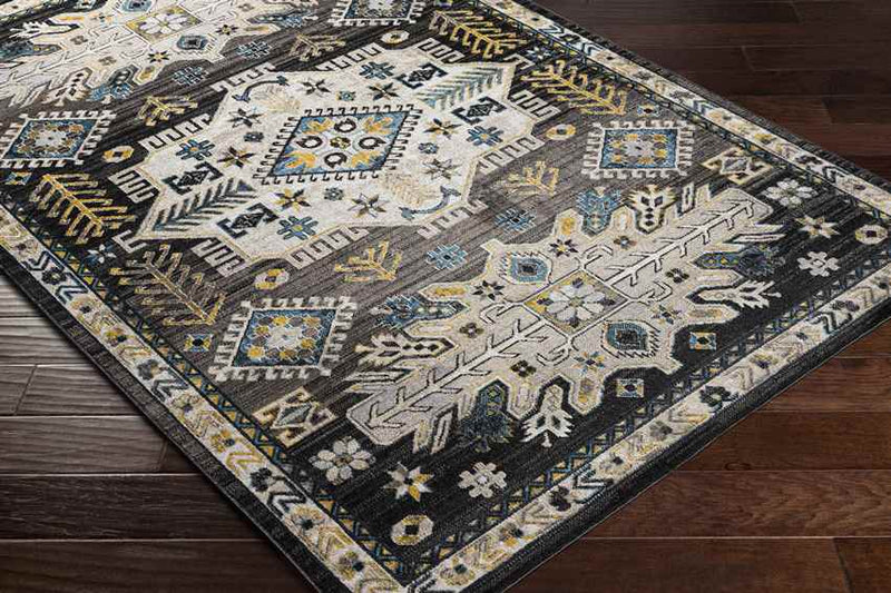 Burt Traditional Black Washable Area Rug