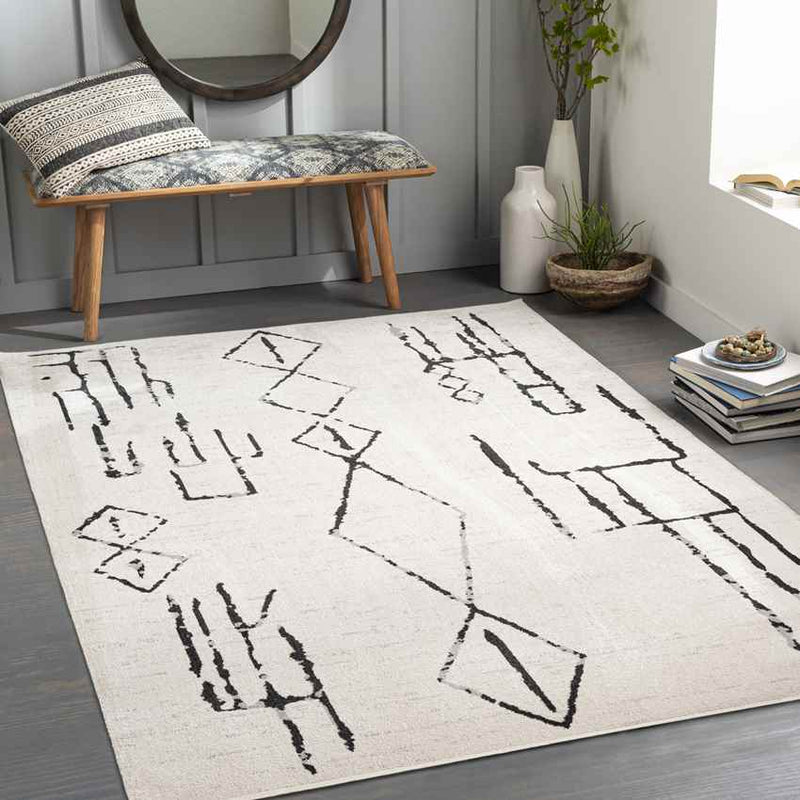 Waveland Modern Cream Washable Area Rug