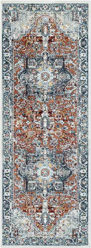 West Baden Traditional Burnt Orange Washable Area Rug