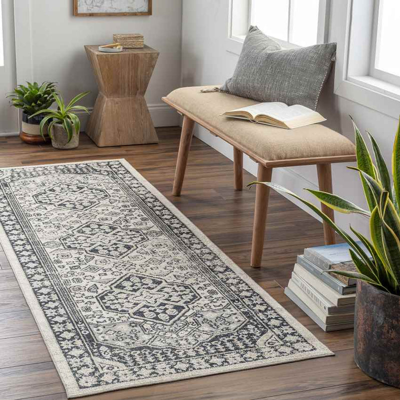 West College Traditional Light Gray Washable Area Rug