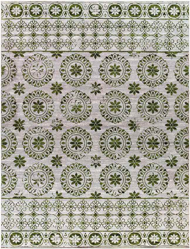 William Traditional Sage Washable Area Rug