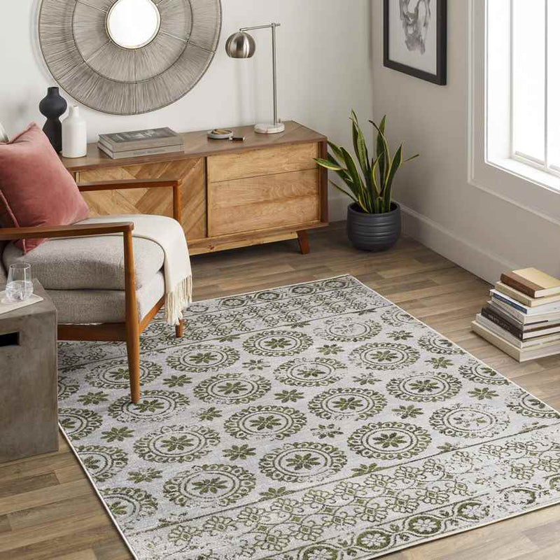 William Traditional Sage Washable Area Rug