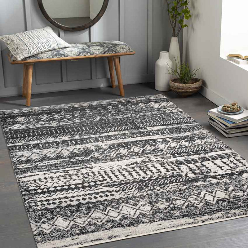 Matt Global Black Washable Area Rug