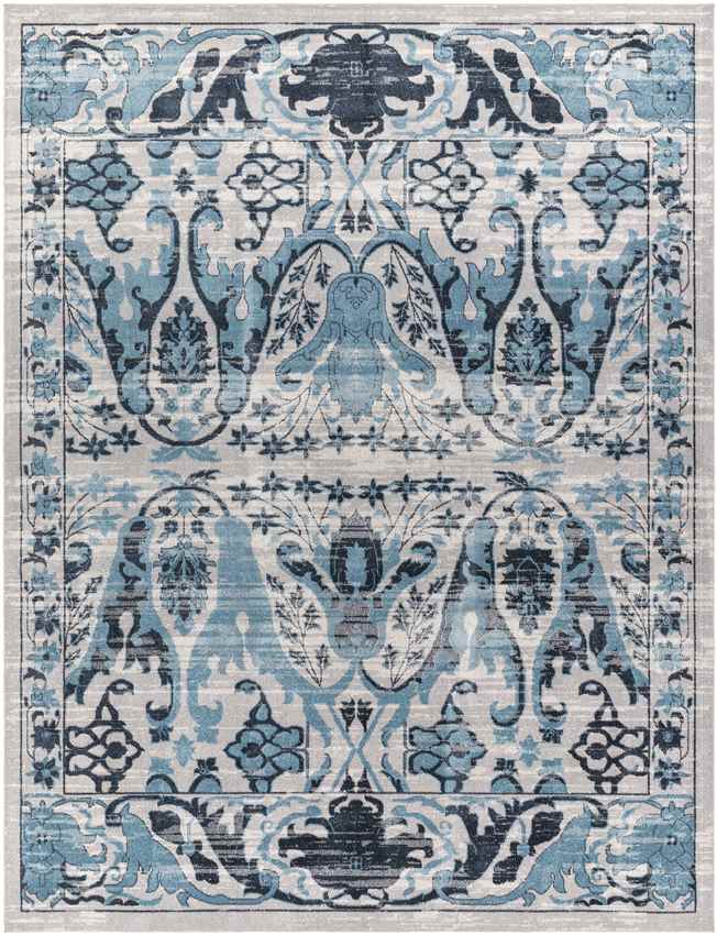 West Lebanon Traditional Navy Washable Area Rug