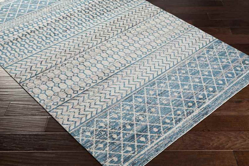 West Terre Haute Global Pale Blue Washable Area Rug