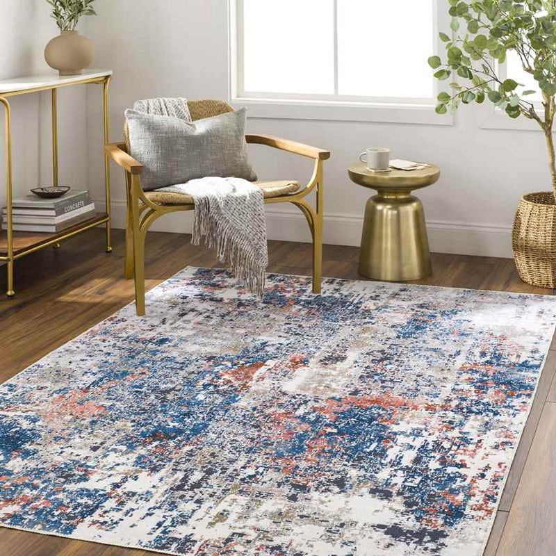 Sulphur Springs Modern Pale Blue Washable Area Rug