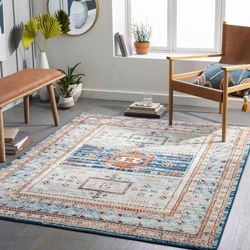 Campbellsburg Traditional Denim Area Rug