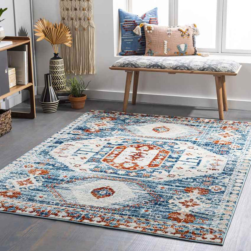 Riczi Traditional Dark Teal Area Rug