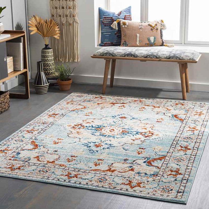 Mhilea Traditional Pale Blue Area Rug