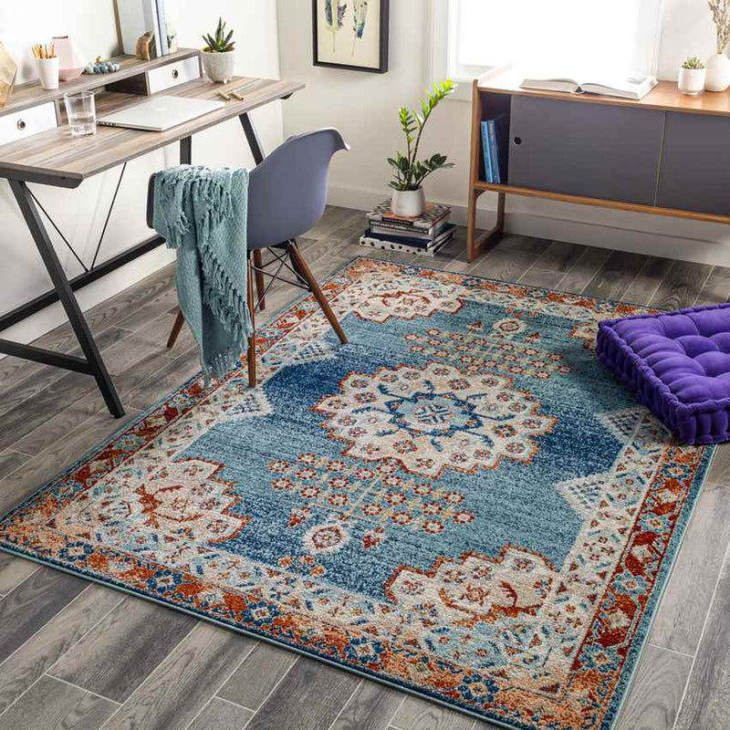 Churubusco Traditional Dark Teal Area Rug