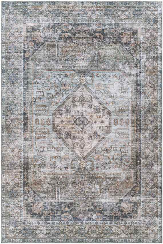 Washta Traditional Moss Washable Area Rug