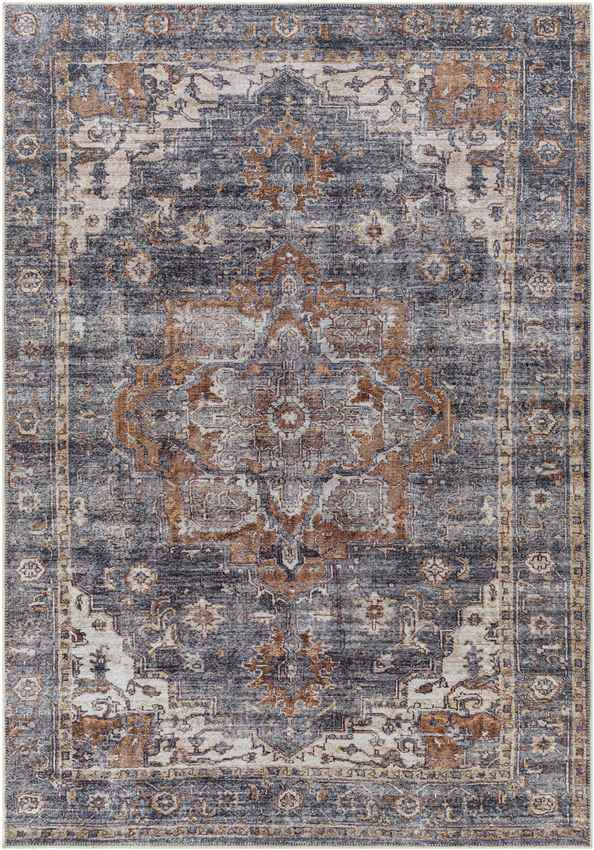 West Liberty Traditional Charcoal Washable Area Rug