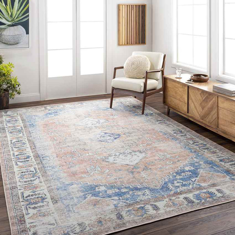 Westwood Traditional Blue Washable Area Rug