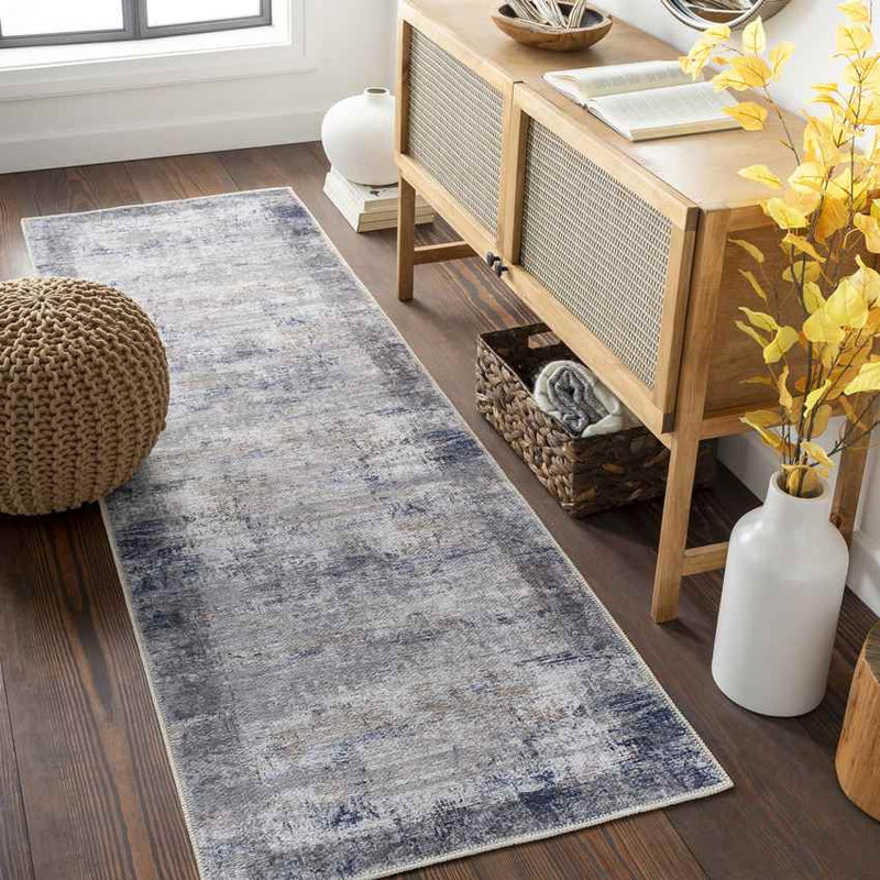 What Cheer Traditional Dark Blue Washable Area Rug