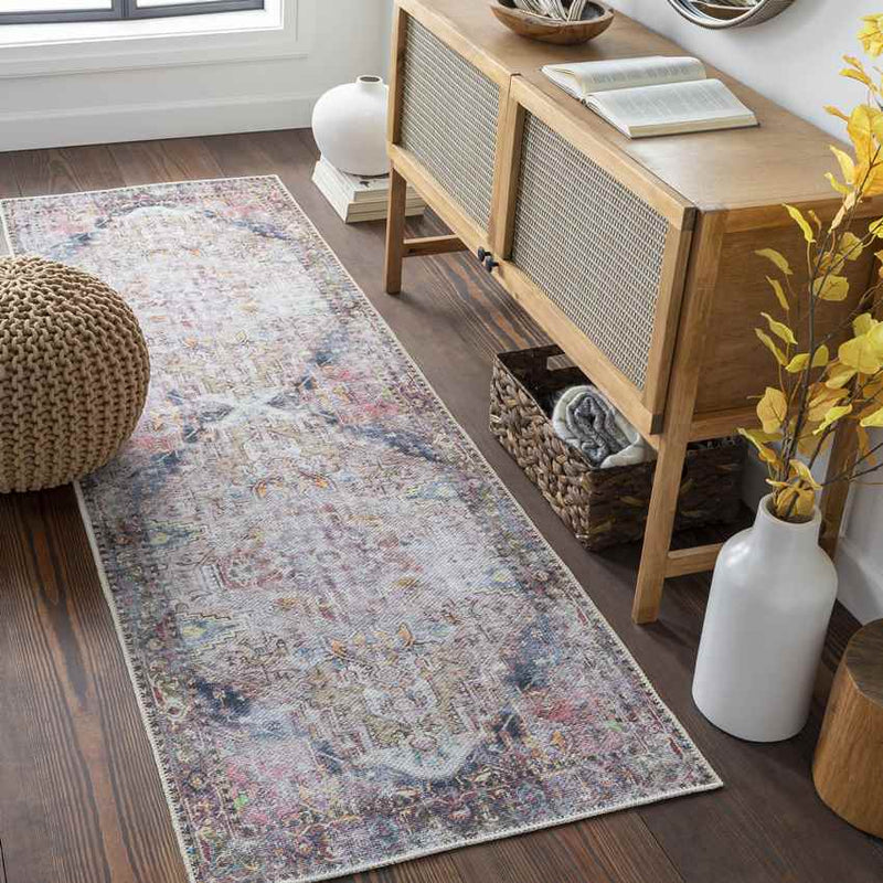 Whittemore Traditional Pink Washable Area Rug