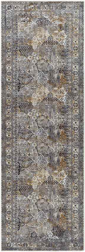 Willey Traditional Charcoal Washable Area Rug