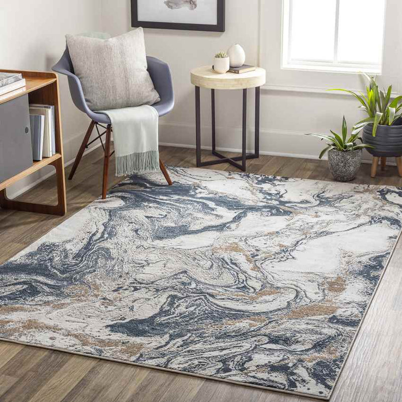 Gruver Modern Dark Blue Area Rug