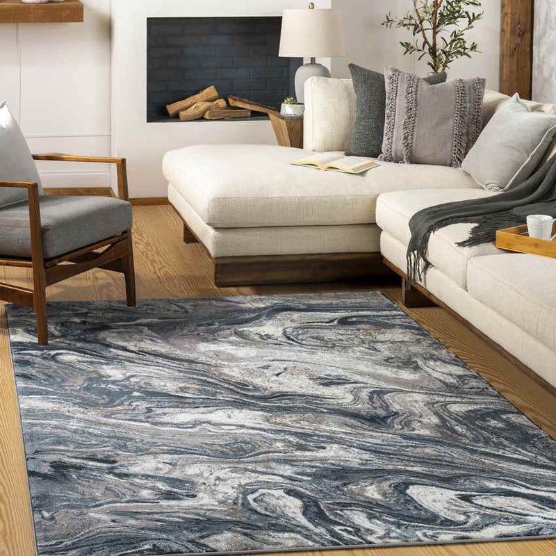 Halbur Modern Dark Blue Area Rug