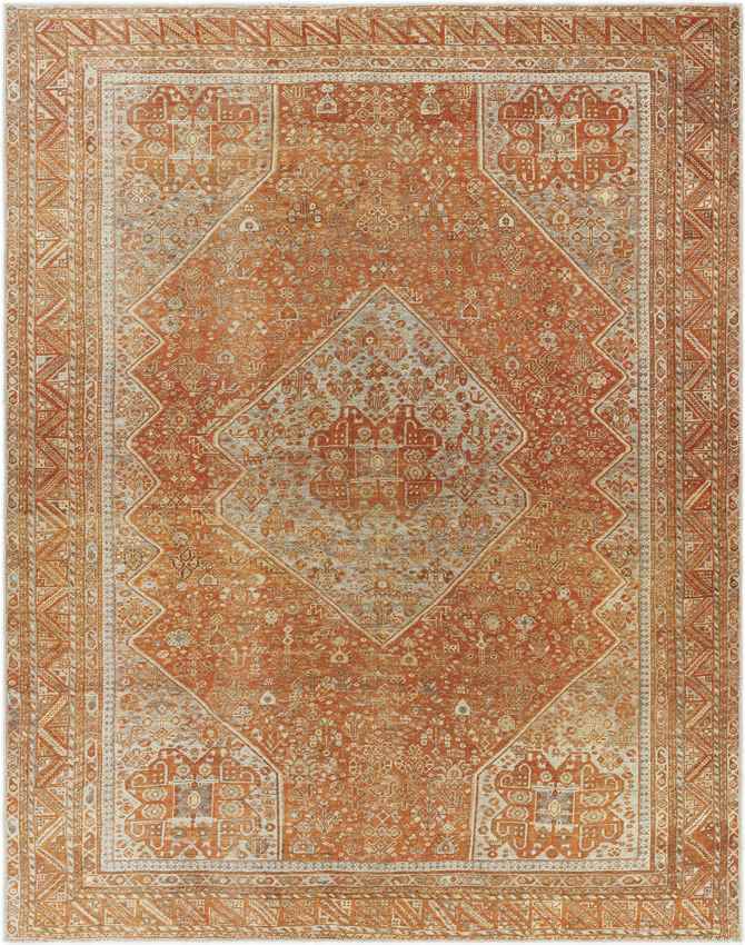 Kontea Traditional Burnt Orange Washable Area Rug