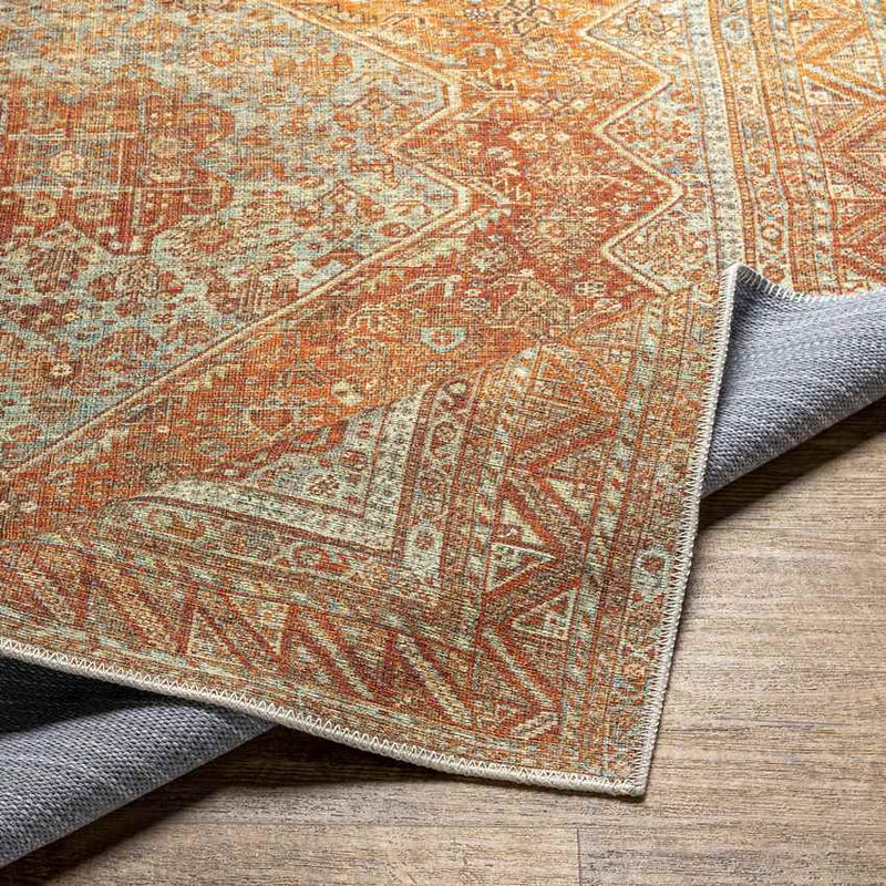 Kontea Traditional Burnt Orange Washable Area Rug