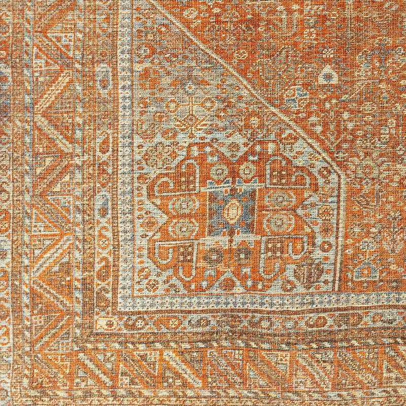 Kontea Traditional Burnt Orange Washable Area Rug