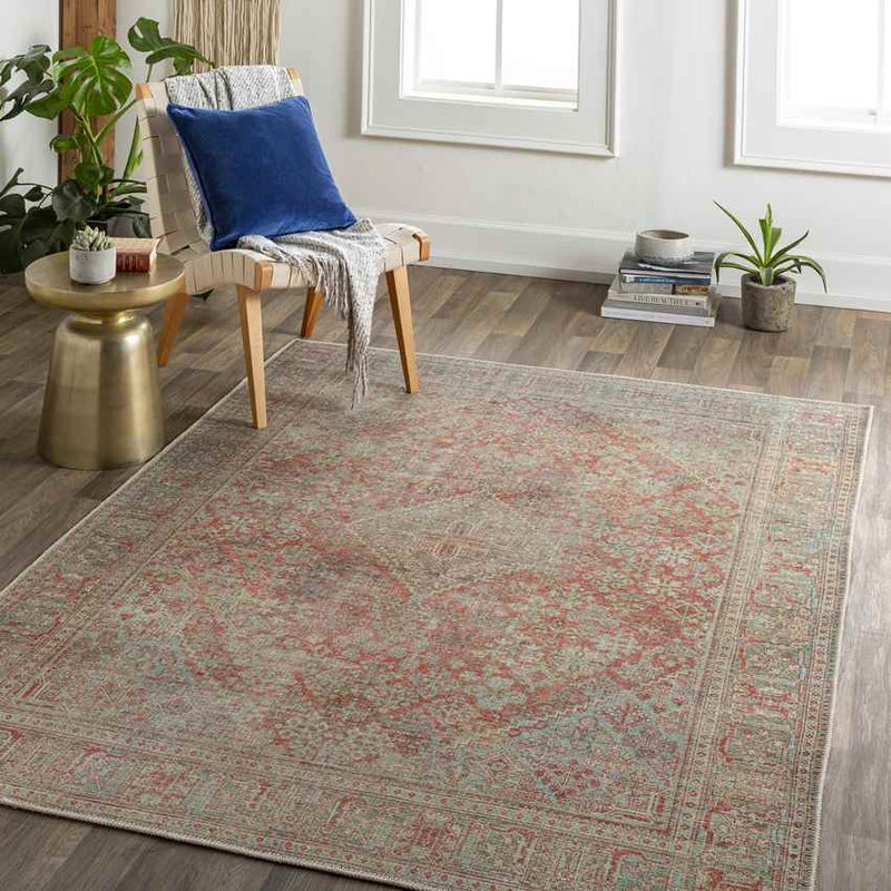 Mylikouri Traditional Rust Washable Area Rug