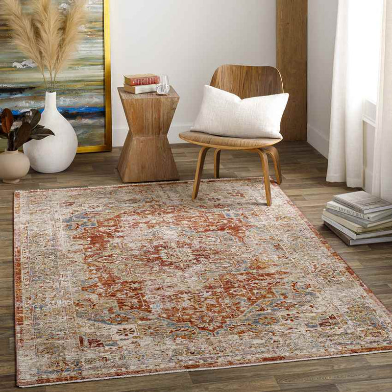 Harcourt Traditional Burgundy Area Rug