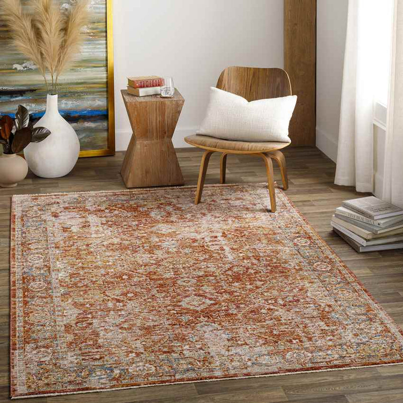 Harpers Ferry Traditional Burgundy Area Rug