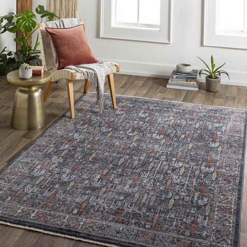 Komurcu Traditional Charcoal Area Rug