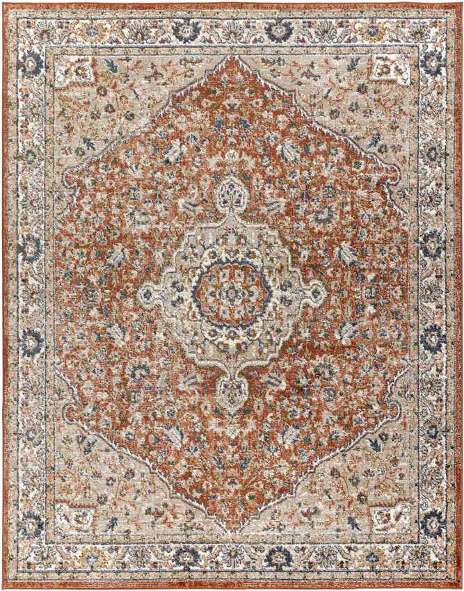 Lamoni Traditional Burnt Orange Area Rug