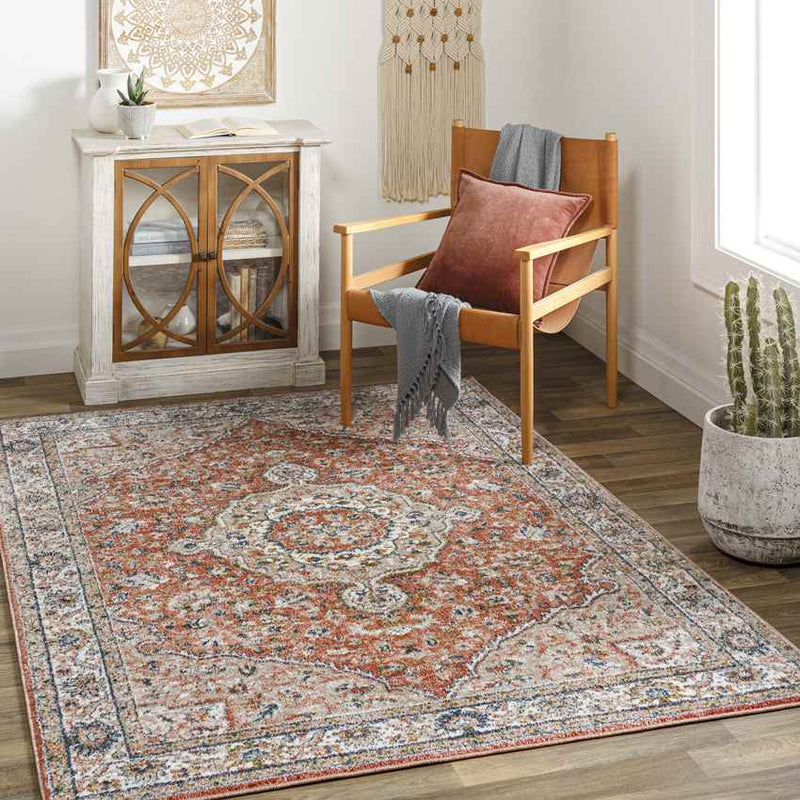 Lamoni Traditional Burnt Orange Area Rug