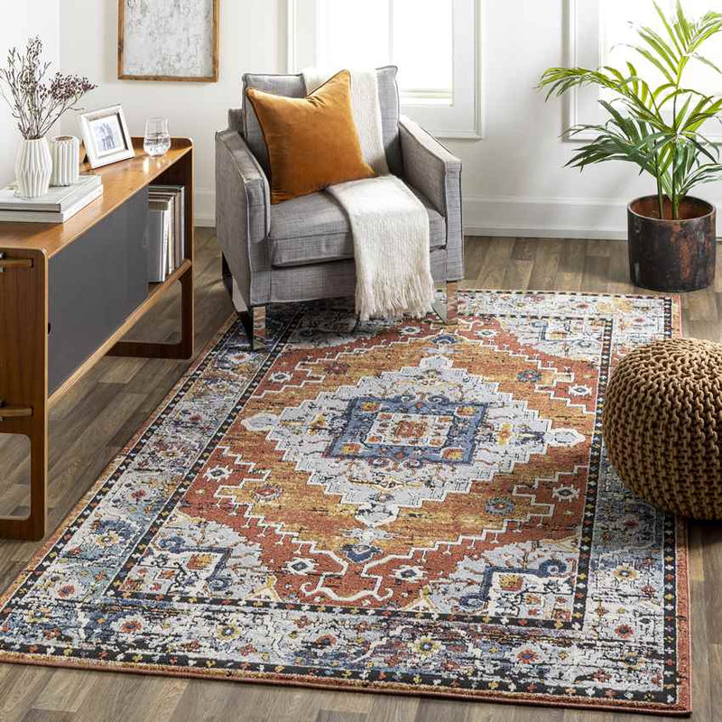 Tavros Traditional Burnt Orange Area Rug