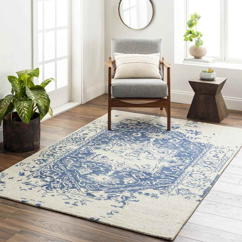 Vretsia Traditional Ink Blue Area Rug