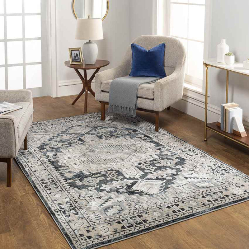 Pachna Traditional Dark Teal Area Rug