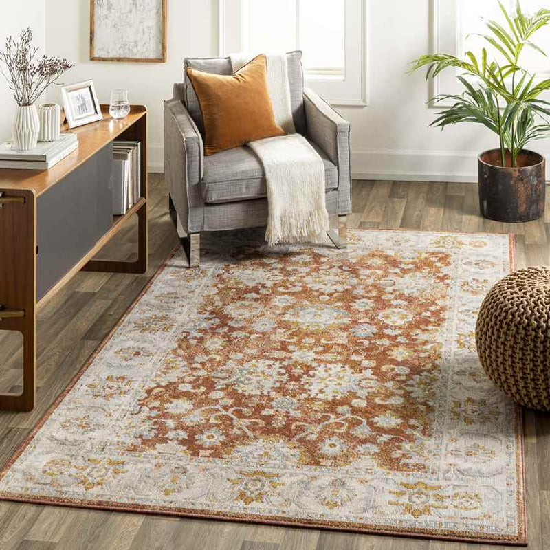 Louroukina Traditional Burnt Orange Area Rug