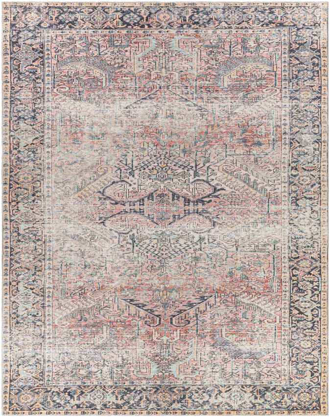 Glidden Traditional Dusty Coral Washable Area Rug