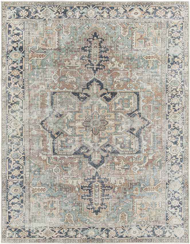 Kridia Traditional Sage Washable Area Rug