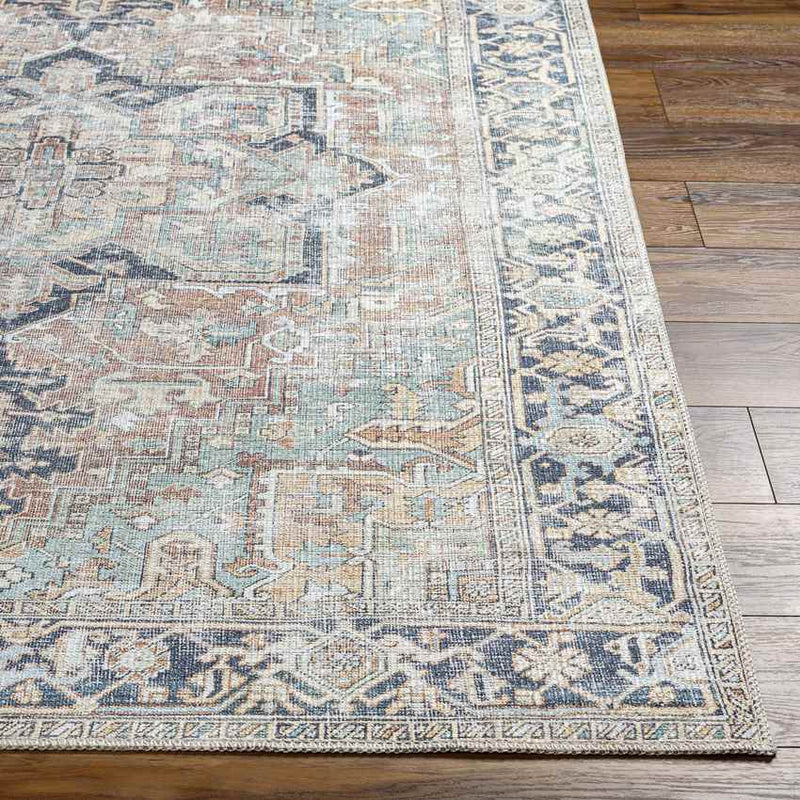 Kridia Traditional Sage Washable Area Rug