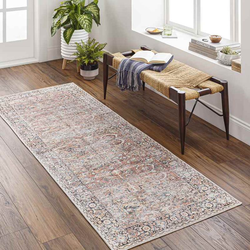 Marathovounos Traditional Dusty Coral Washable Area Rug