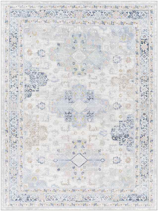 Lynch Traditional Light Blue Washable Area Rug