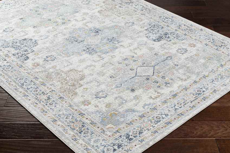 Lynch Traditional Light Blue Washable Area Rug