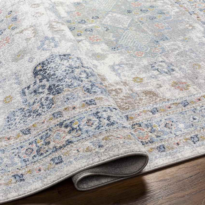 Lynch Traditional Light Blue Washable Area Rug