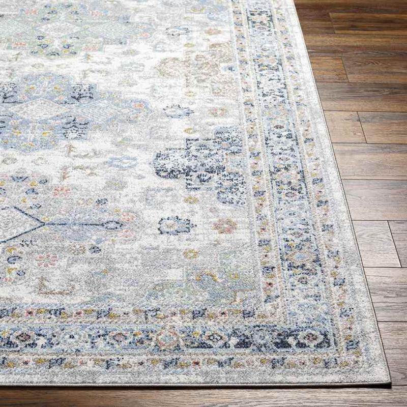 Lynch Traditional Light Blue Washable Area Rug