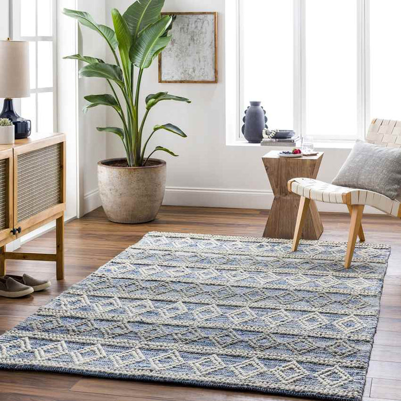 Paola Global Slate Blue/Brown/Off-White Area Rug