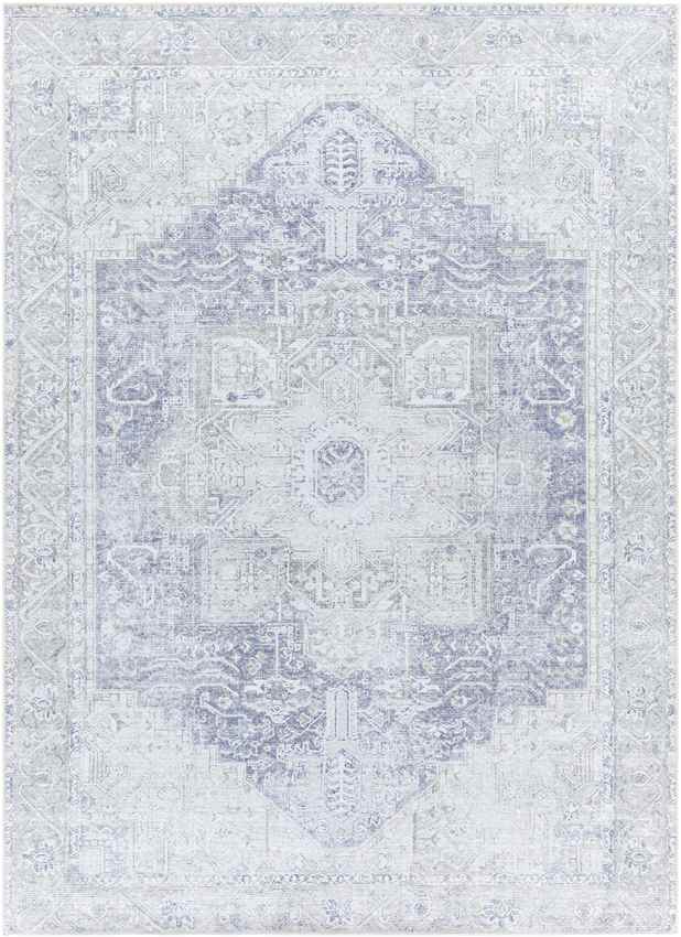 Nora Traditional Light Gray Washable Mandala Area Rug