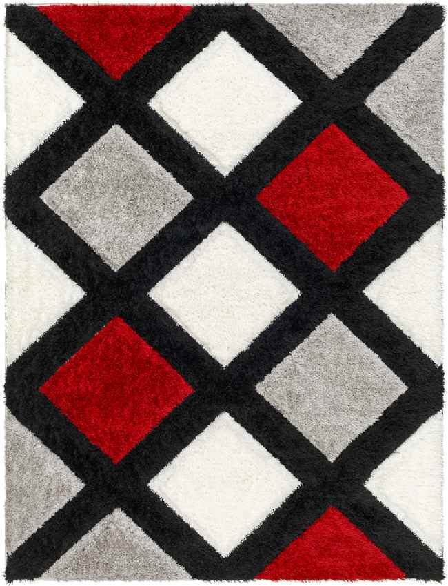 Ruthven Modern Bright Red/Medium Gray Area Rug