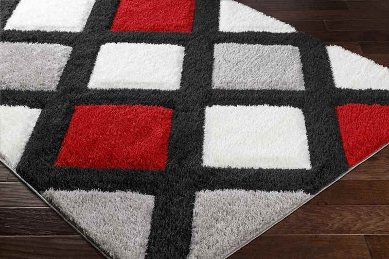 Ruthven Modern Bright Red/Medium Gray Area Rug